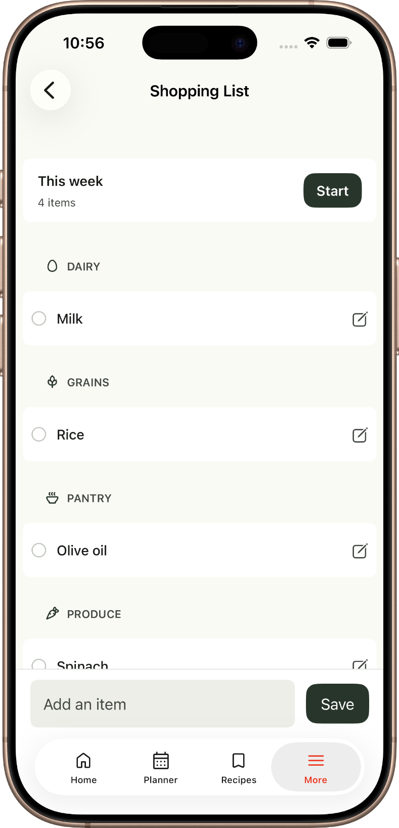 Shopping list in Souper