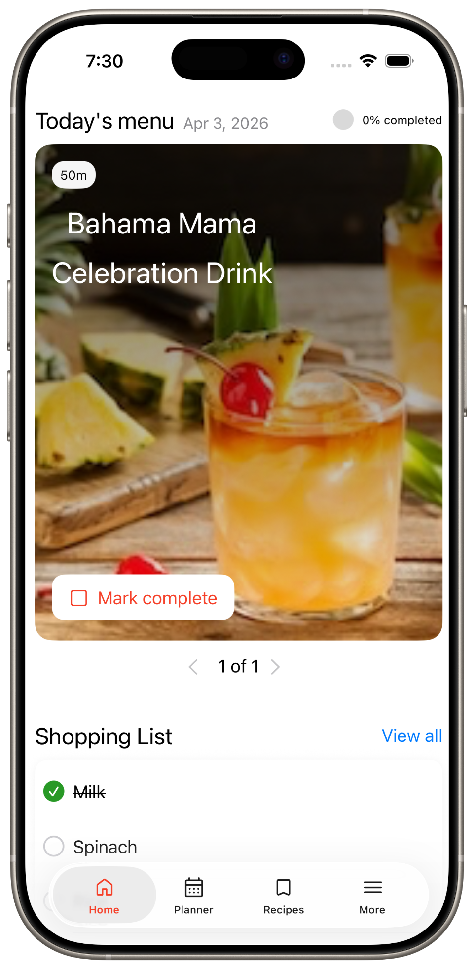 Souper planner and shopping list on iPhone